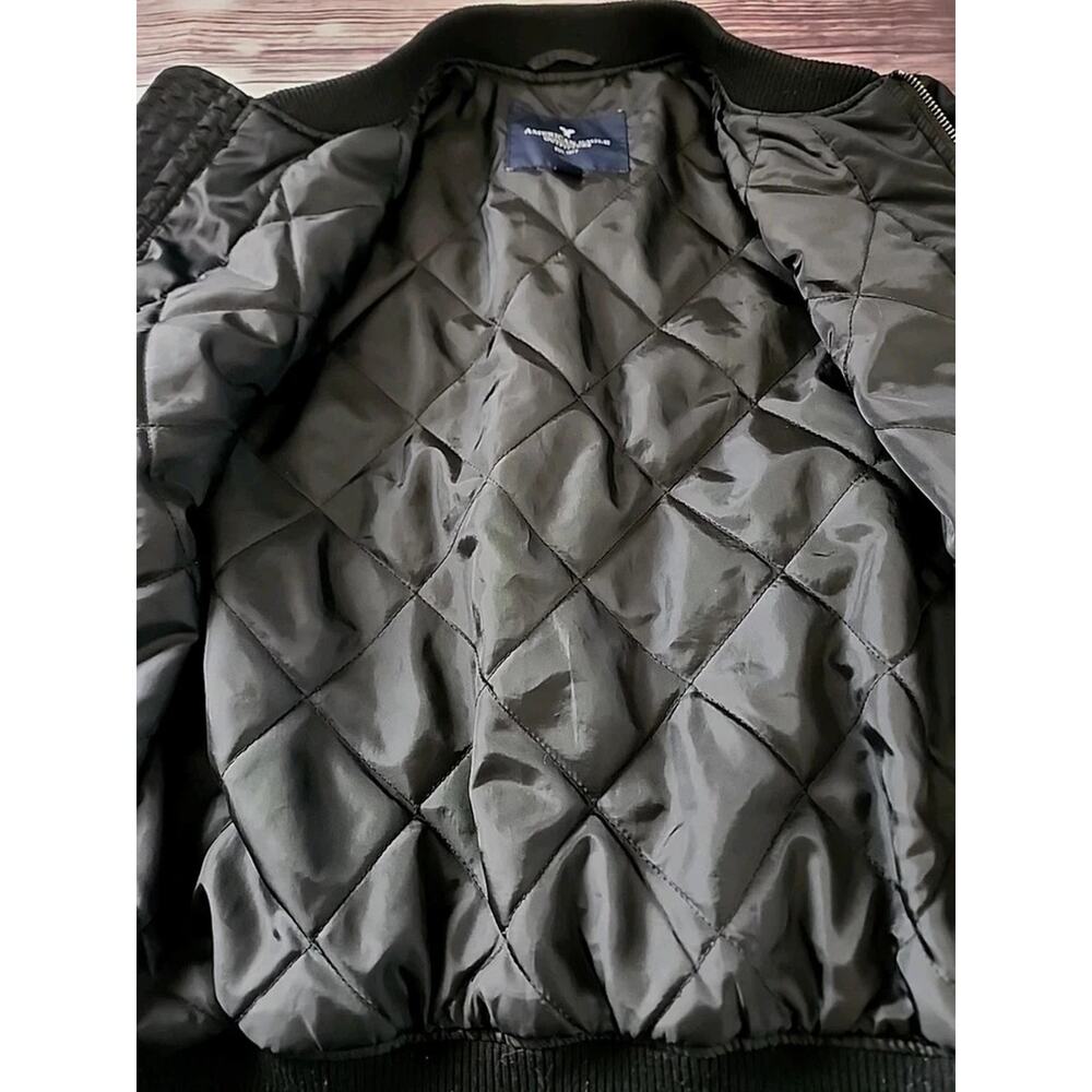 Y2k American Eagle Jacket S Black Floral Embroidered Bomber Boho Festival New - Picture 6 of 16